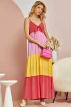 Coral Multi Plus Colorblock Maxi Dress