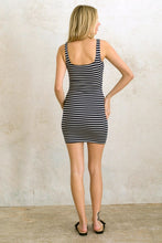 Navywhite Striped Square Neck Sleeveless Bodycon Tank Dress