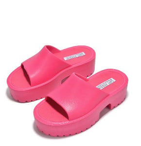 Fuchsia Women'S Platfor Slip On Sandals