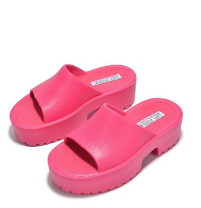 Fuchsia Women'S Platfor Slip On Sandals.