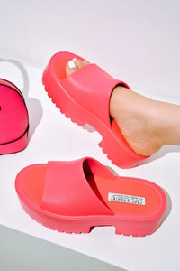 Fuchsia Women'S Platfor Slip On Sandals