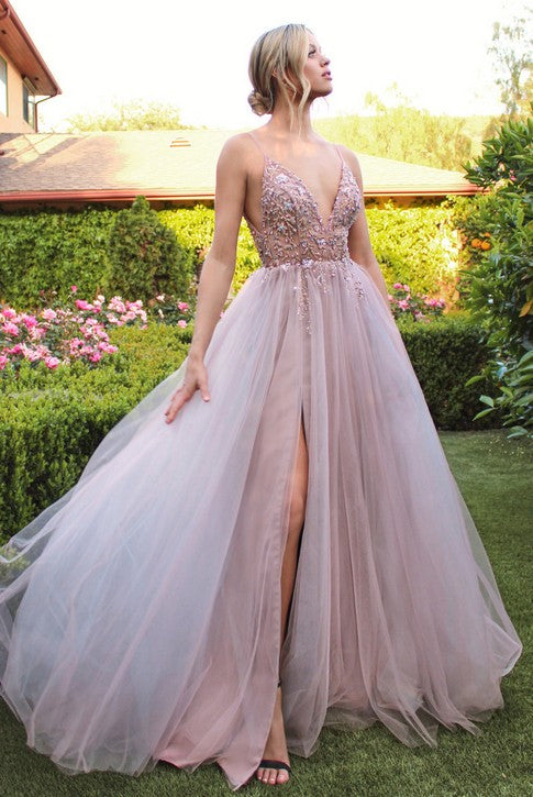 Rose Wood Ophelia Bead Strap Tulle Gown
