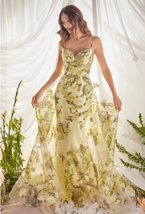 Printed Strape Long Prom Dress
