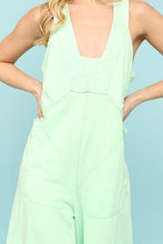 Mint Cotton Sleeveless Detail Line Wide Jumpsuit
