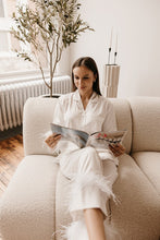 White Ostrich Feathers Pajama Pants Set