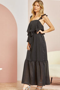 Black Double Layer Maxi Dress