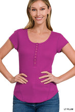 Lt Plum Baby Waffle Snap Button Cap Sleeve Top