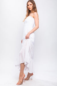 White Strapless Maxi Dress