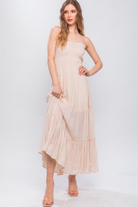 Natural Strapless Maxi Dress