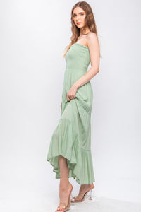 Light Green Strapless Maxi Dress