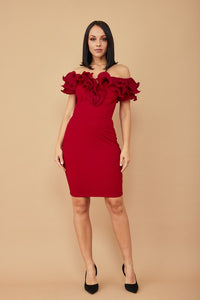 Red Ruffle Detailed Fashion Dress