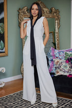 White/Black Color Block Woven Fashion Jumpsuit