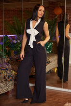 Black/White Color Block Woven Fashion Jumpsuit