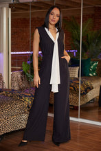Black/White Color Block Woven Fashion Jumpsuit