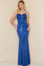 Royal Blue Sequin Maxi Dress With Lace Up Back