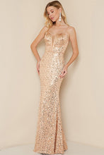 Rose Gold Sequin Maxi Dress With Lace Up Back