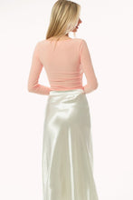 Peach Second Skin Square Neck Long Sleeve Crop Top
