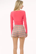 Coral Second Skin Square Neck Long Sleeve Crop Top