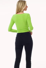 Green Second Skin Square Neck Long Sleeve Crop Top