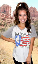 Natural/Grey God Bless the USA V-Neck