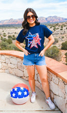 Navy Blue Doodle Star Graphic T-Shirt