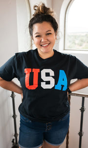 Black Collegiate USA Graphic T-Shirt