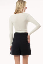 Offwhite Long Sleeve Ruched Side Drawstring Tie Top