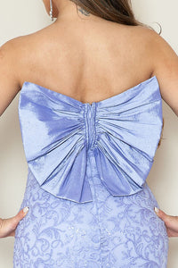 Lavender Strapless Slit Side Bow Back Maxi Dress
