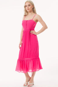 Fuchsia Sweetheart Neck Smocked Back Cami Sundress