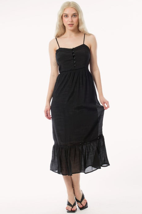 Black Sweetheart Neck Smocked Back Cami Sundress