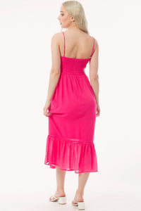 Fuchsia Sweetheart Neck Smocked Back Cami Sundress