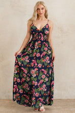Eclipse Tropical Print V-Neck Smocked Back Maxi Sundress