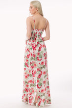 Offwhite Tropical Print V-Neck Smocked Back Maxi Sundress