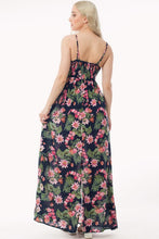 Eclipse Tropical Print V-Neck Smocked Back Maxi Sundress