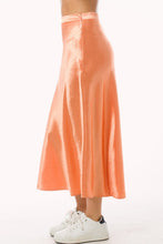 Peach Satin Midi A Line Slip Skirt
