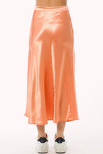Peach Satin Midi A Line Slip Skirt