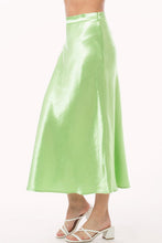 Light Green Satin Midi A Line Slip Skirt