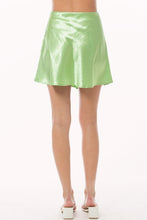 Light Green Satin A Line Mini Slip Skater Skirt