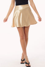 Champagne Satin A Line Mini Slip Skater Skirt