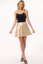 Champagne Satin A Line Mini Slip Skater Skirt