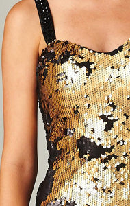 Gold & Black Sequin Cocktail Dress