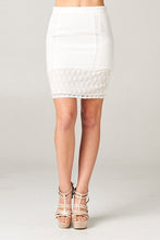 High Waist Lace Trim Fitted Skirt