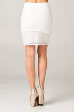 High Waist Lace Trim Fitted Skirt