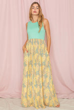 Mint Yellow Meadow Floral Print Maxi Dress