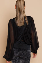 Black Balloon Long Sleeve Sheer Top