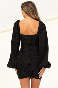 Black Exceptional Aura Ruched Mini Dress