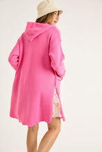 Pink Mid Length Hoodie Button Down Cardigan