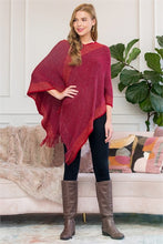 Red Two Tone Fringe Poncho