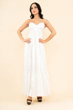 Off White Strech Satin Solid Back Open Long Dress