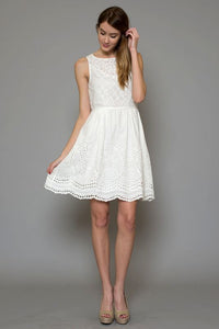 Lace Trim Neck and Knee Lining Dress